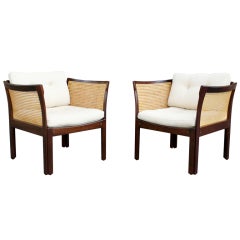 A Pair of Danish Teak Armchairs by Illum Wikkelso