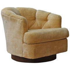 Deep Tufted Barrel Back Swivel Lounge Chair by Selig