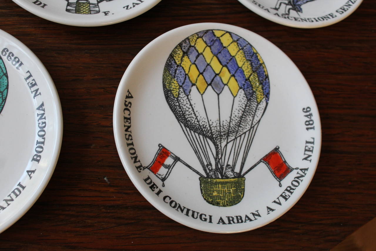 Set of Seven Porcelain Coasters by Piero Fornasetti