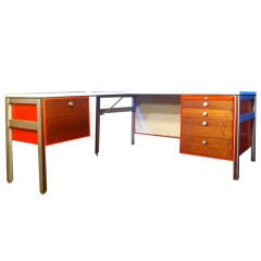 Orange Steel and Walnut Executive Desk
