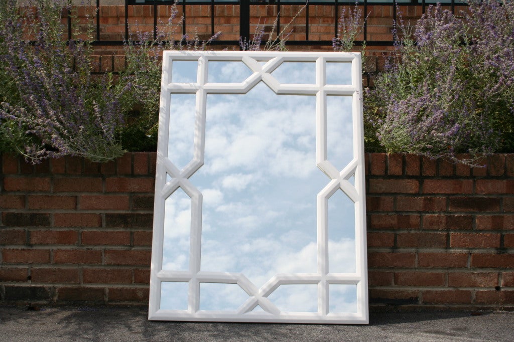 A White Modernist Symmetrical Italian Wall Mirror