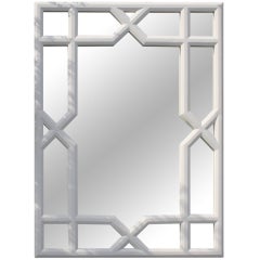 A White Modernist Symmetrical Italian Wall Mirror