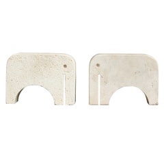 Pair of Travertine Elephant Bookends