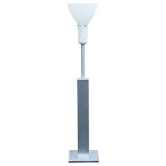Brushed Steel Column Table Lamp by Nessen