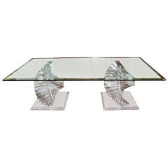 Vintage Stacked Lucite Pedistal Coffee Table