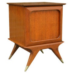 1950's Italian Brass and Mahogany Night Stand