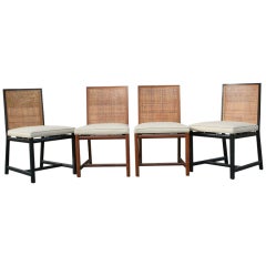 Set of Four Cane Back Dining Chairs by Michael Taylor