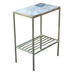 A Polished Brass and Marble Side Table
