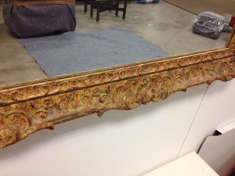 Glass A Mid 20th C. Italian Gilt Carved Wall Mirror For Sale