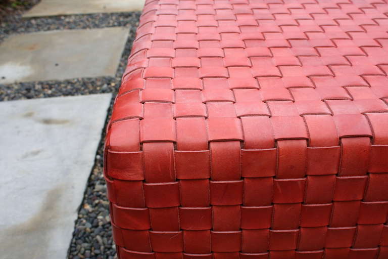 A Vintage Woven Red Leather Chaise 3