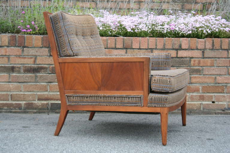 Pair of Walnut Lounge Chairs by Erwin-Lambeth, John Stuart In Excellent Condition In Asheville, NC