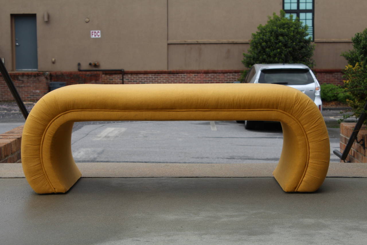 American 1970s Upholstered Waterfall Bench