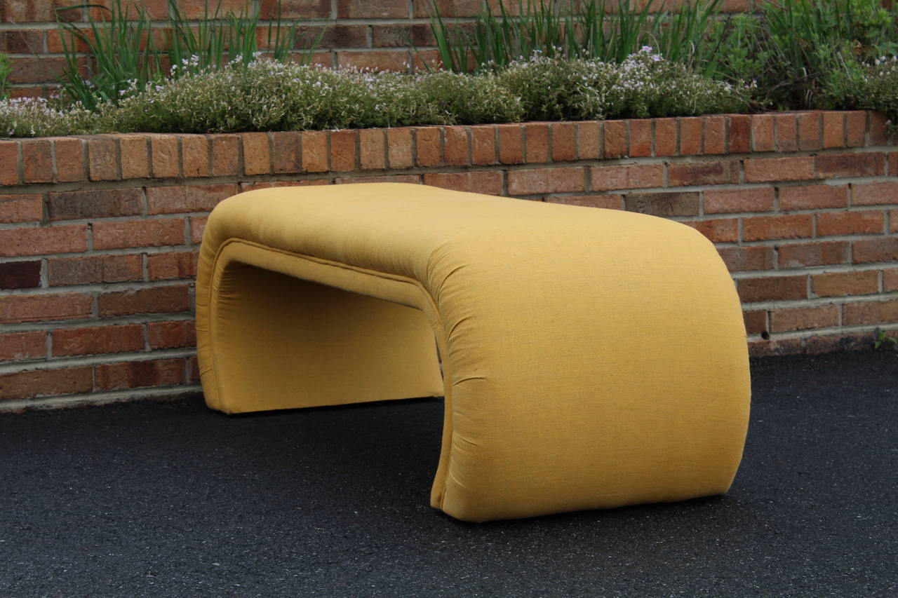 Mid-Century Modern 1970s Upholstered Waterfall Bench