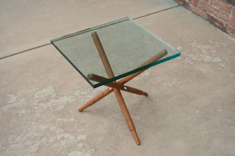 Mid-20th Century A Scandinavian Teak and Glass Tripod Side Table For Sale