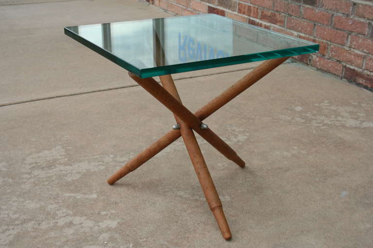 A Scandinavian Teak and Glass Tripod Side Table For Sale 1