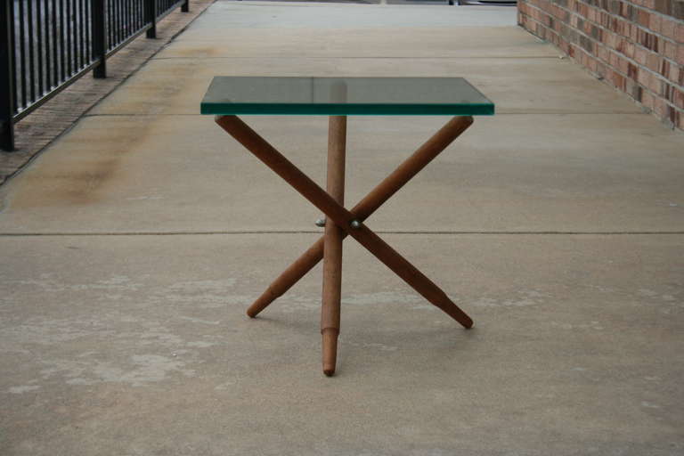 A Scandinavian Teak and Glass Tripod Side Table For Sale 3