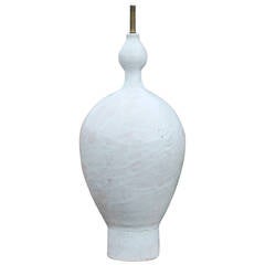 Bulbous Italian White Ceramic Table Lamp by Raymor