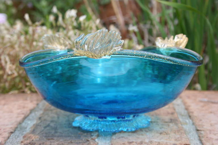 Blown Glass A Wonderful 1950's Gold Leaf Italian Murano Bowl