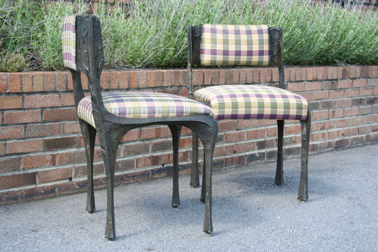 Pair of Sculpted Bronze Chairs by Paul Evans In Excellent Condition In Asheville, NC