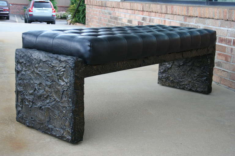 Mid-Century Modern A Rare Sculpted Bronze Bench by Paul Evans