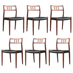 Set of Six Danish Teak Dining Chairs by Niels Moller