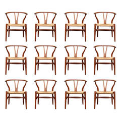 Set of 12 Wishbone Dining Chairs by Hans Wegner