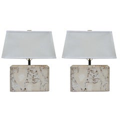 Impressive Pair of Coquina Table Lamps