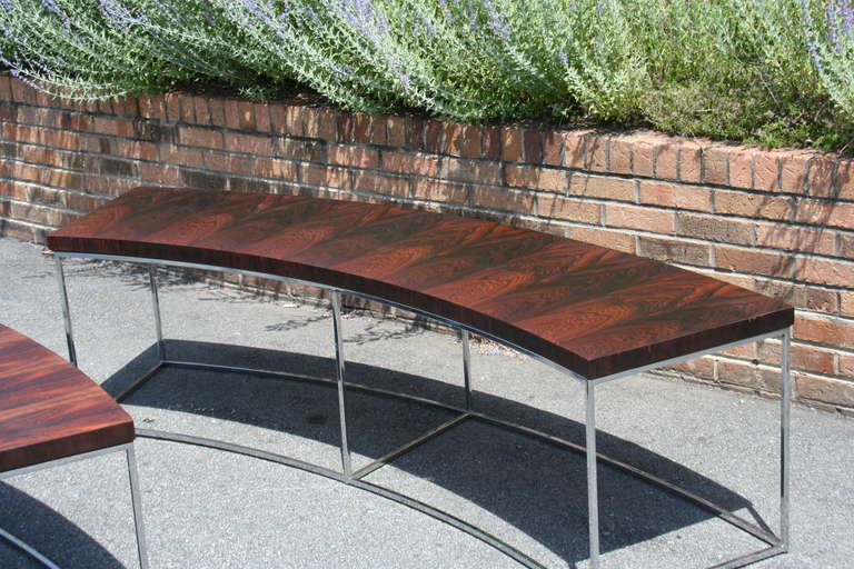 Pair of Rosewood and Chrome Sofa Tables by Milo Baughman 2