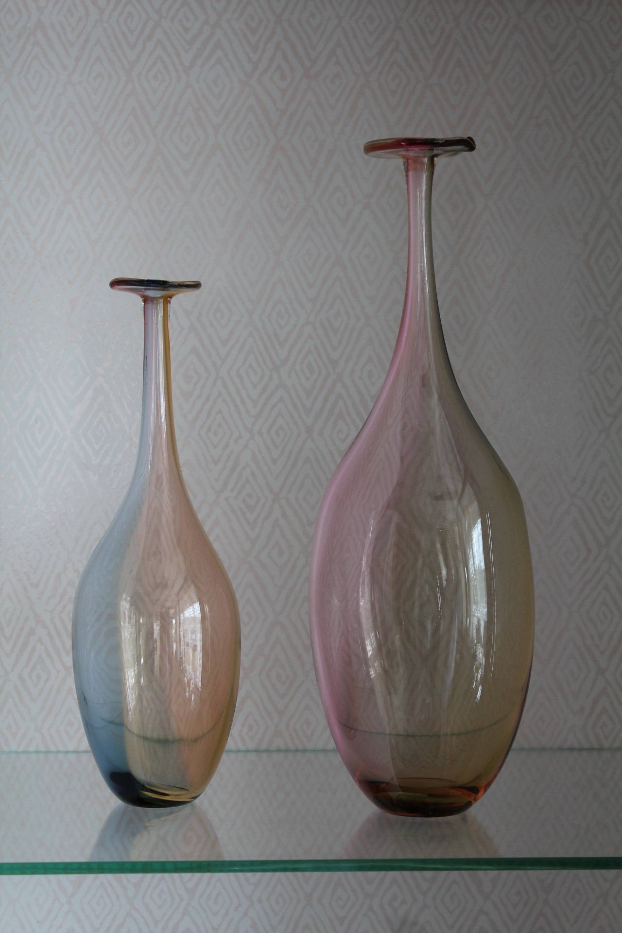 Scandinavian Modern Pair of Fidji Bottles by Kjell Engman for Kosta Boda For Sale