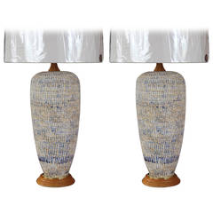 1960s Pair of Textured Plaster Table Lamps
