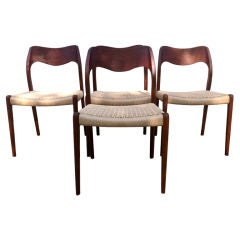 Set of Four N.O. Moller Danish Teak Dining Chairs