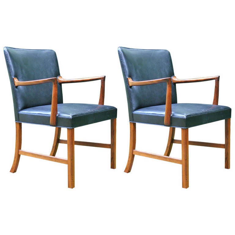 Pair of Rosewood Armchairs by Ole Wanscher For Sale