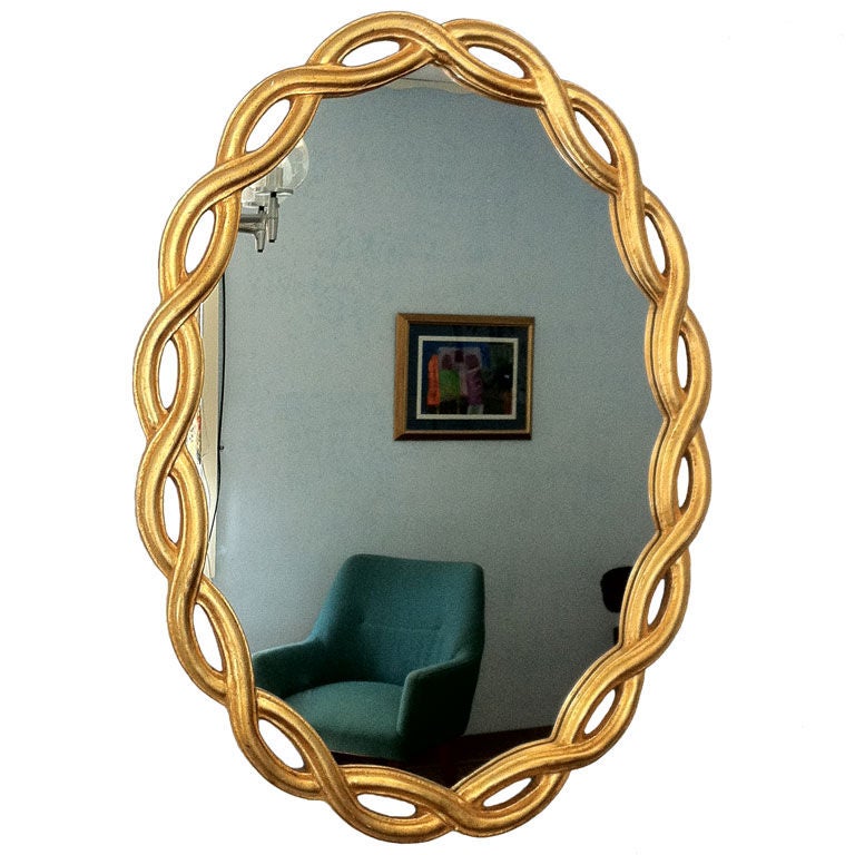 Italian Gilt Carved Ribbon Mirror