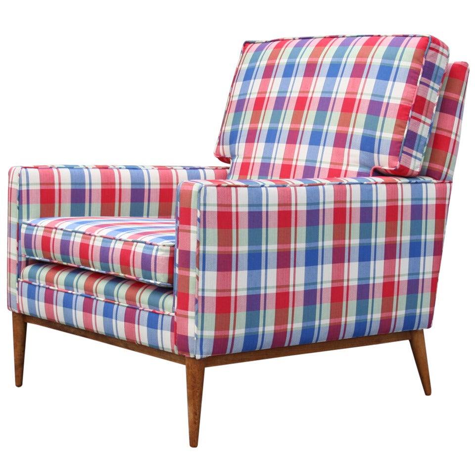 A Plaid Lounge Chair by Paul McCobb For Sale