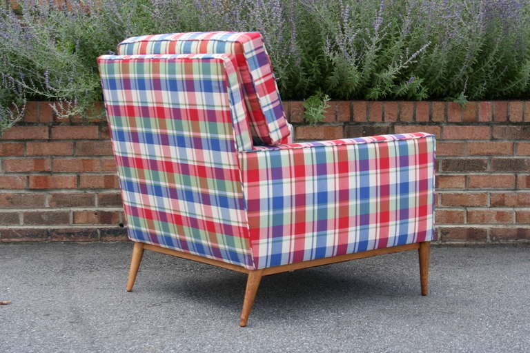 A Plaid Lounge Chair by Paul McCobb In Excellent Condition For Sale In Asheville, NC