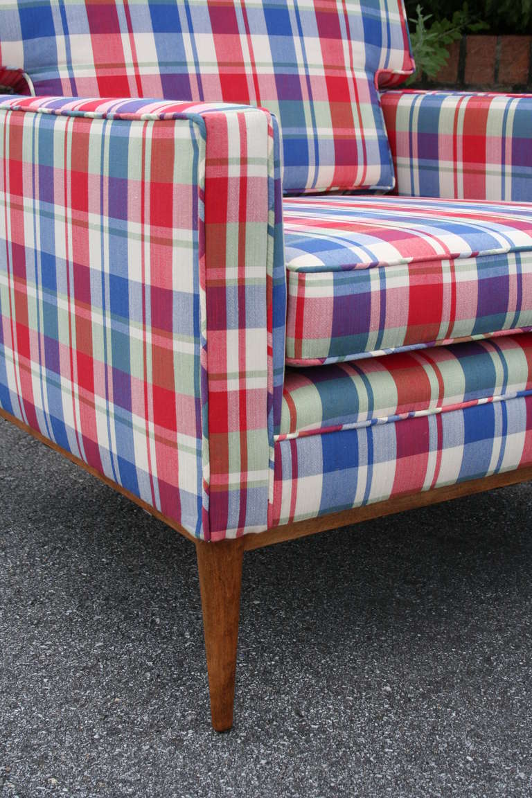 Upholstery A Plaid Lounge Chair by Paul McCobb For Sale