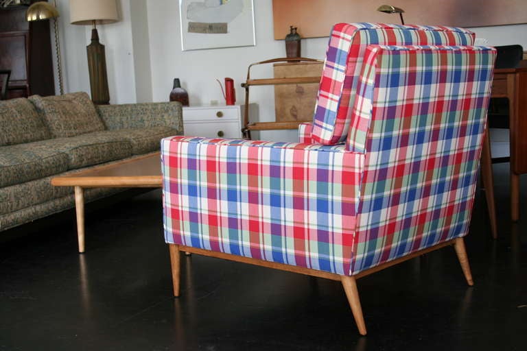 A Plaid Lounge Chair by Paul McCobb For Sale 3