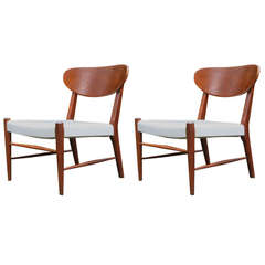 Pair of Petite Walnut Lounge Chairs by Heritage