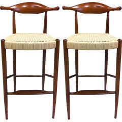 Exquisite Pair of Cow Horn Barstools