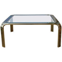 Elegant 1970's Solid Brass Square Cocktail Table