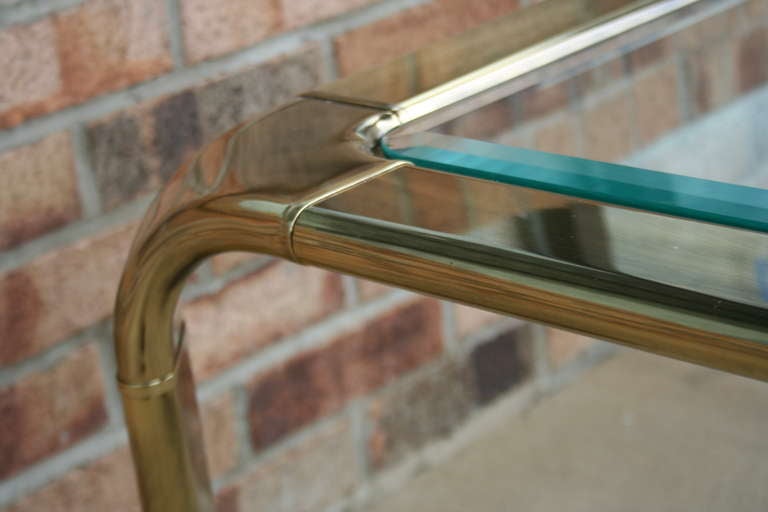Elegant 1970's Solid Brass Square Cocktail Table