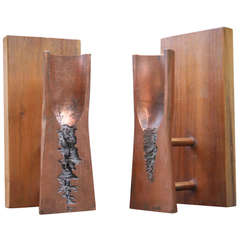 Vintage Pair of Sculptural Copper Brutalist Bookends