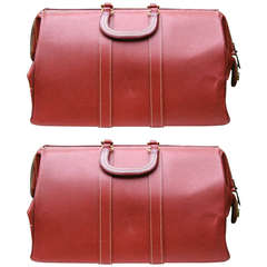 Pair of Vintage Red Leather Bags
