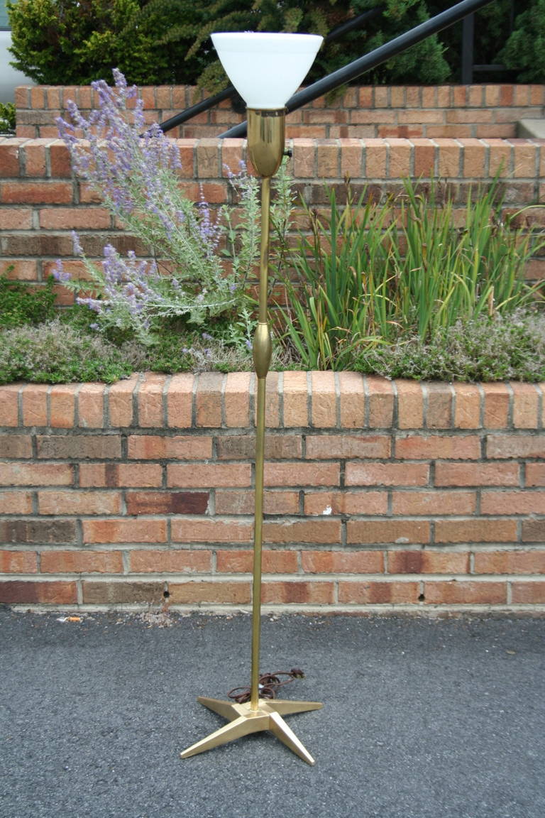 Mid-20th Century Modernist Brass Floor Lamp by Rembrandt For Sale