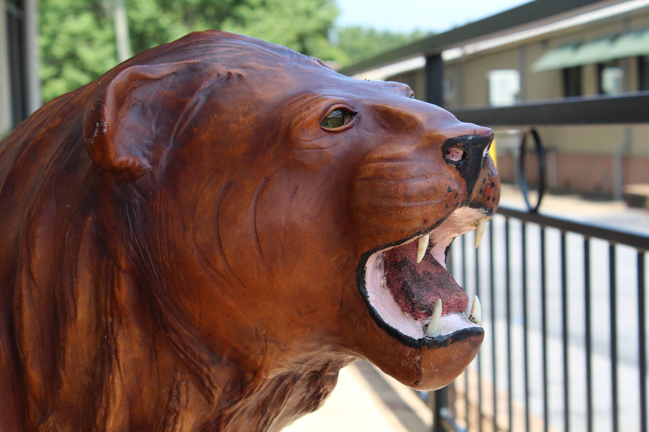 Vintage Lifesize Leather Lion Statue