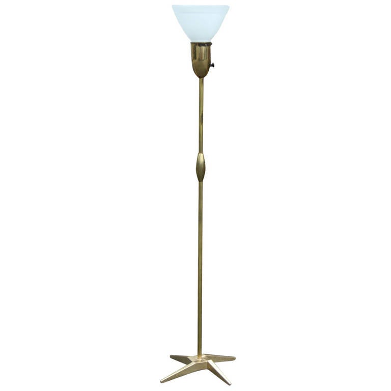 Modernist Brass Floor Lamp by Rembrandt For Sale