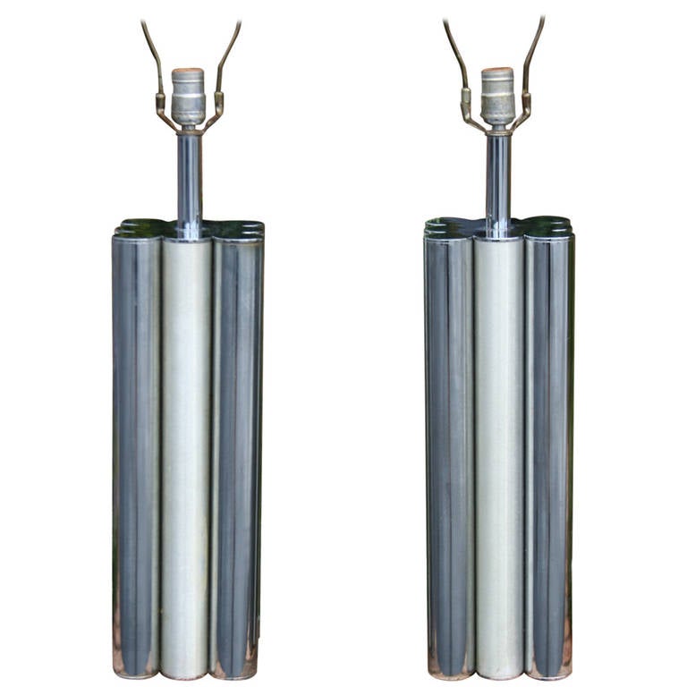 Pair of Steel Table Lamps by Mutual Sunset