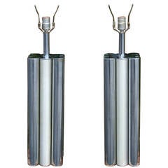 Pair of Steel Table Lamps by Mutual Sunset