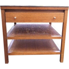 Vintage Paul McCobb Calvin  Walnut and Cane End Table
