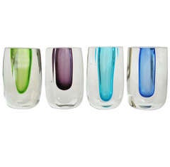 Set of Four Stromberg Sommerso Scandinavian Glass Vases